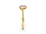 Yellow gold Fancy Pink Radiant Cut Diamond Solitaire Ring with Pavé Band and Prong Setting_14