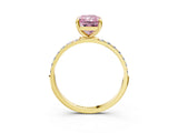 Yellow gold Fancy Pink Radiant Cut Diamond Solitaire Ring with Pave Band and Four Prong Setting_107