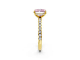 Yellow gold Fancy Pink Radiant Cut Diamond Solitaire Ring with Round  Pavé Band and Four-Prong Setting_50