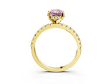 Yellow gold Fancy Pink Radiant Cut Diamond Solitaire Ring with Round  Pavé Band and Four-Prong Setting_51