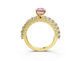 Yellow gold Fancy Pink Radiant Cut Diamond Solitaire Ring with Shared Prong Pavé Band and Four-Prong Setting_61