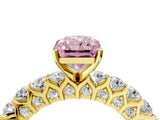 Yellow gold Fancy Pink Radiant Cut Diamond Solitaire Ring with Shared Prong Pavé Band and Four-Prong Setting_62