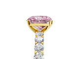 Yellow gold Fancy Pink Radiant Cut Diamond Solitaire Ring with Shared Prong Pavé Band and Four-Prong Setting_63
