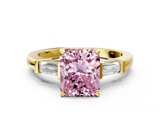 Yellow gold Fancy Pink Radiant  Cut Diamond Solitaire Ring with Tapered Baguette Accents and Four-Prong Setting_42