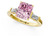 Yellow gold Fancy Pink Radiant  Cut Diamond Solitaire Ring with Tapered Baguette Accents and Four-Prong Setting_43