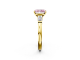 Yellow gold Fancy Pink Radiant  Cut Diamond Solitaire Ring with Tapered Baguette Accents and Four-Prong Setting_44