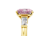 Yellow gold Fancy Pink Radiant  Cut Diamond Solitaire Ring with Tapered Baguette Accents and Four-Prong Setting_47