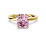 Yellow gold Fancy Pink Radiant Cut Diamond Solitaire Ring with Thin Band and Prong Setting_12