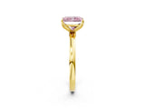Yellow gold Fancy Pink Radiant Cut Diamond Solitaire Ring with Thin Band and Prong Setting_14