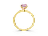 Yellow gold Fancy Pink Radiant Cut Diamond Solitaire Ring with Thin Band and Prong Setting_15