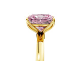 Yellow gold Fancy Pink Radiant Cut Diamond Solitaire Ring with Thin Band and Prong Setting_17
