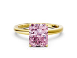 Yellow gold Fancy Pink Radiant Cut Diamond Solitaire Ring with Thin Band and Prong Setting_24