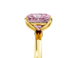 Yellow gold Fancy Pink Radiant Cut Diamond Solitaire Ring with Thin Band and Prong Setting_29