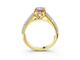 Yellow gold Fancy Pink Radiant Cut Diamond Solitaire Ring with Three-Row Pavé Band and Four-Prong Setting_41