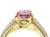 Yellow gold Fancy Pink Radiant Cut Diamond Solitaire Ring with Three-Row Pavé Band and Four-Prong Setting_42