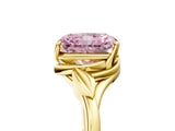 Yellow gold Fancy Pink Radiant Cut Diamond Solitaire Ring with Twist Band and Four-Prong Setting_132