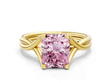 Yellow gold Fancy Pink Radiant Cut Diamond Solitaire Twist Band Prong Setting Ring_55