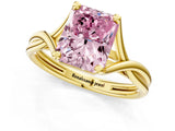 Yellow gold Fancy Pink Radiant Cut Diamond Solitaire Twist Band Prong Setting Ring_56