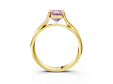 Yellow gold Fancy Pink Radiant Cut Diamond Solitaire Twist Band Prong Setting Ring_58