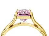 Yellow gold Fancy Pink Radiant Cut Diamond Solitaire Twist Band Prong Setting Ring_59