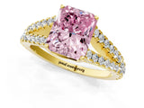 Yellow gold Fancy Pink Radiant Cut Diamond Split Shank Pavé Engagement Ring with Four-Prong Setting_75
