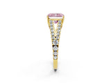 Yellow gold Fancy Pink Radiant Cut Diamond Split Shank Pavé Engagement Ring with Four-Prong Setting_76