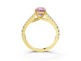 Yellow gold Fancy Pink Radiant Cut Diamond Split Shank Pavé Engagement Ring with Four-Prong Setting_77