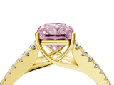 Yellow gold Fancy Pink Radiant Cut Diamond Split Shank Pavé Engagement Ring with Four-Prong Setting_78