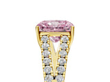 Yellow gold Fancy Pink Radiant Cut Diamond Split Shank Pavé Engagement Ring with Four-Prong Setting_79