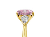 Yellow gold Fancy Pink Radiant Cut Diamond Three-Stone Ring with Pear Side Stones and Four-Prong Setting_82