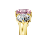 Yellow gold Fancy Pink Radiant Cut Diamond Three-Stone Ring with Prong Setting and Classic Band_120