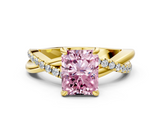 Yellow gold Fancy Pink Radiant  Cut Diamond Twist Band Solitaire with Prong Setting_24