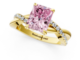 Yellow gold Fancy Pink Radiant  Cut Diamond Twist Band Solitaire with Prong Setting_25