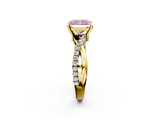 Yellow gold Fancy Pink Radiant  Cut Diamond Twist Band Solitaire with Prong Setting_26