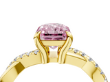 Yellow gold Fancy Pink Radiant  Cut Diamond Twist Band Solitaire with Prong Setting_28