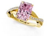 Yellow gold Fancy Pink Radiant  Cut Diamond Twisted Band Engagement Ring with Prong Setting_4