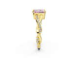 Yellow gold Fancy Pink Radiant  Cut Diamond Twisted Band Engagement Ring with Prong Setting_5