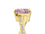 Yellow gold Fancy Pink Radiant  Cut Diamond Twisted Band Engagement Ring with Prong Setting_8