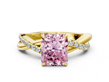 Yellow gold Fancy Pink Radiant  Cut Diamond Twisted Band with Pavé Setting and Four-Prong Setting_19