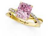 Yellow gold Fancy Pink Radiant  Cut Diamond Twisted Band with Pavé Setting and Four-Prong Setting_20