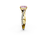Yellow gold Fancy Pink Radiant  Cut Diamond Twisted Band with Pavé Setting and Four-Prong Setting_21