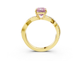 Yellow gold Fancy Pink Radiant  Cut Diamond Twisted Band with Pavé Setting and Four-Prong Setting_22