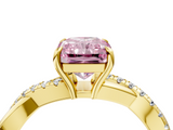 Yellow gold Fancy Pink Radiant  Cut Diamond Twisted Band with Pavé Setting and Four-Prong Setting_23