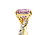 Yellow gold Fancy Pink Radiant  Cut Diamond Twisted Band with Pavé Setting and Four-Prong Setting_24