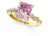 Yellow gold Fancy Pink Radiant  Cut Diamond Vine Band with Four-Prong Setting_55