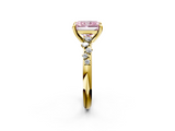 Yellow gold Fancy Pink Radiant  Cut Diamond Vine Band with Four-Prong Setting_56