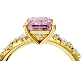 Yellow gold Fancy Pink Radiant  Cut Diamond Vine Band with Four-Prong Setting_58