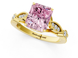 Yellow gold Fancy Pink Radiant  Cut Diamond with Milgrain Marquise and Bezel Accents on a Solitaire Band with Prong Setting_214