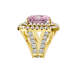 Yellow gold Fancy Pink Radiant  Cut Double Halo Split Shank Diamond Ring with Prong Setting_54