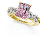 Yellow gold Fancy Pink Radiant  Cut Five-Stone Prong Set Diamond Ring with Classic Band_70